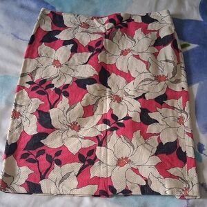 Ann Taylor Sz 14 Floral Pink and Cream Women's Pencil Skirt